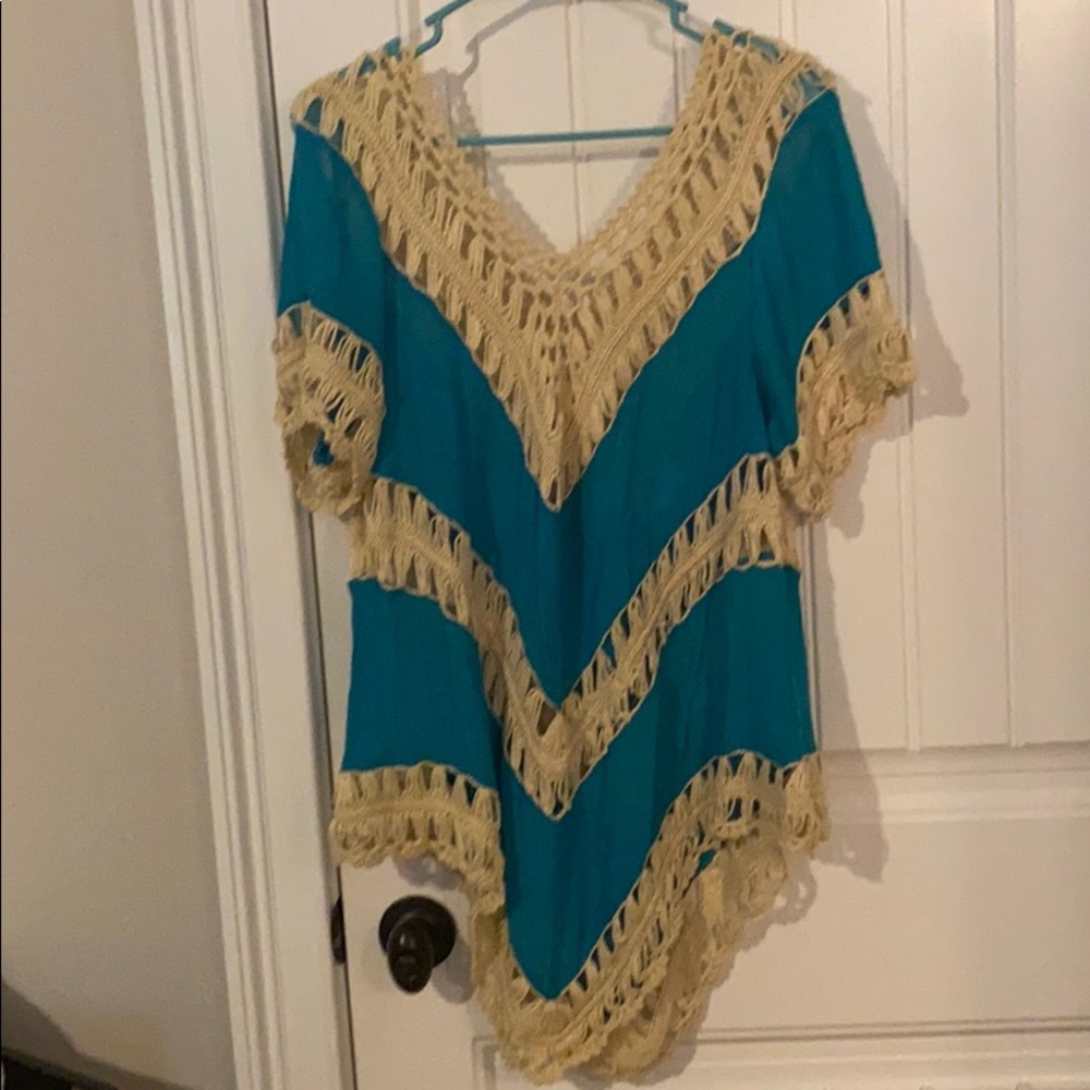 Aqua crocheted top